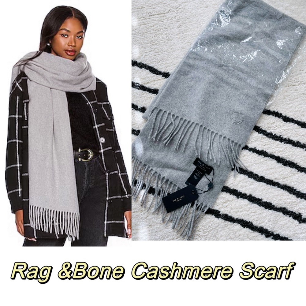 Rag & Bone Light Heather Grey‎ Classic Cashmere Scarf